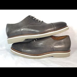 Saks fifth avenue grey burnished cap toe oxfords